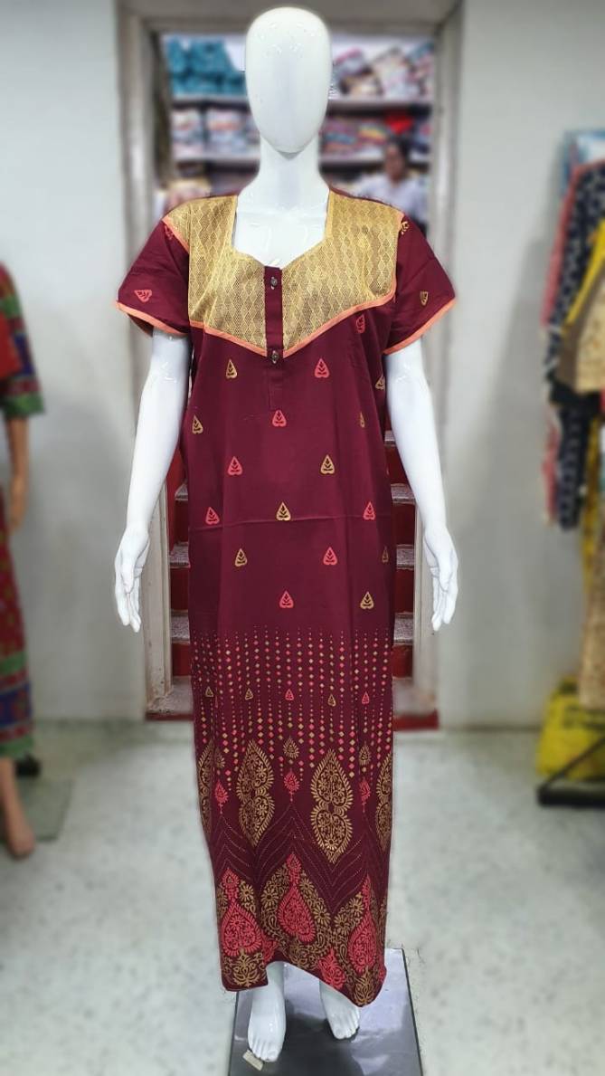 Gold 01 Casual Night Wear Cotton Printed Nighty Collection